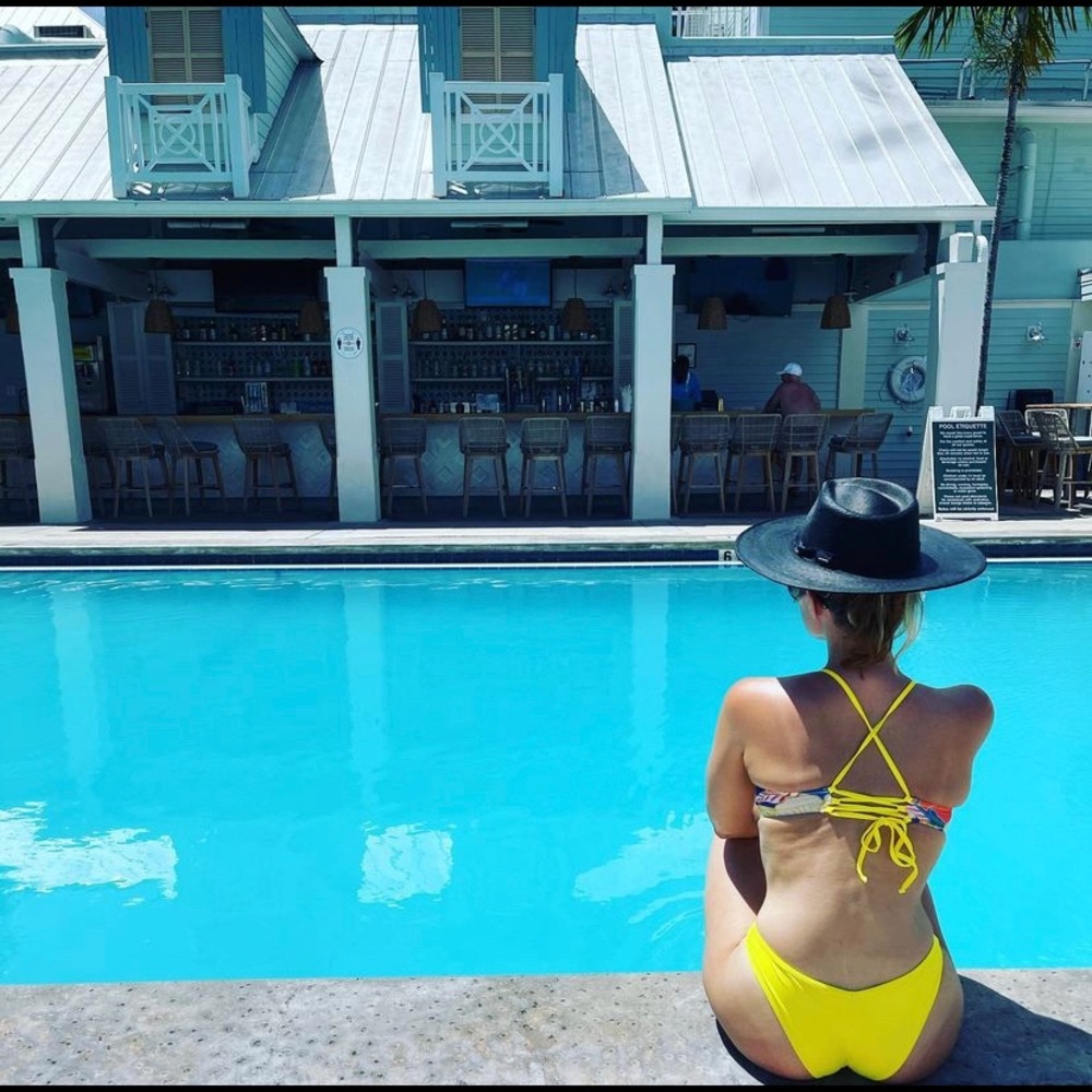 Bright yellow floral bikini